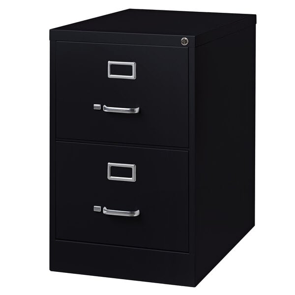 Black Two-Drawer Vertical Legal File Cabinet - 18" x 26 1/2" x 28 3/8"