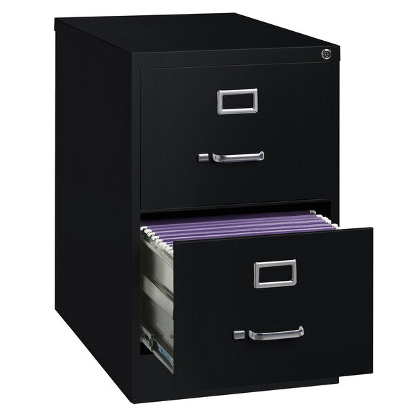 Black Two-Drawer Vertical Legal File Cabinet - 18" x 26 1/2" x 28 3/8"