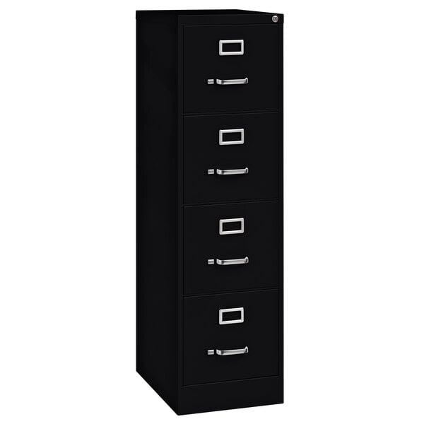 Black Four-Drawer Vertical Letter File Cabinet - 15" x 22" x 52"