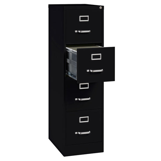 Black Four-Drawer Vertical Letter File Cabinet - 15" x 22" x 52"