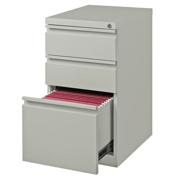 Gray Mobile Pedestal Letter File Cabinet with 2 Box Drawers and 1 File Drawer - 15" x 19 7/8" x 27 3/4"