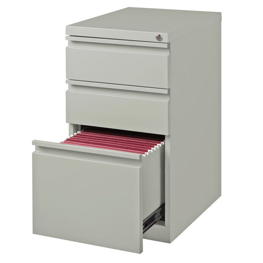 Gray Mobile Pedestal Letter File Cabinet with 2 Box Drawers and 1 File Drawer - 15" x 19 7/8" x 27 3/4"