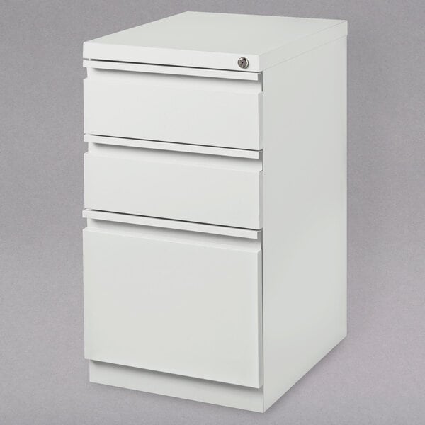 White Mobile Pedestal Letter File Cabinet with 2 Box Drawers and 1 File Drawer - 15" x 19 7/8" x 27 3/4"