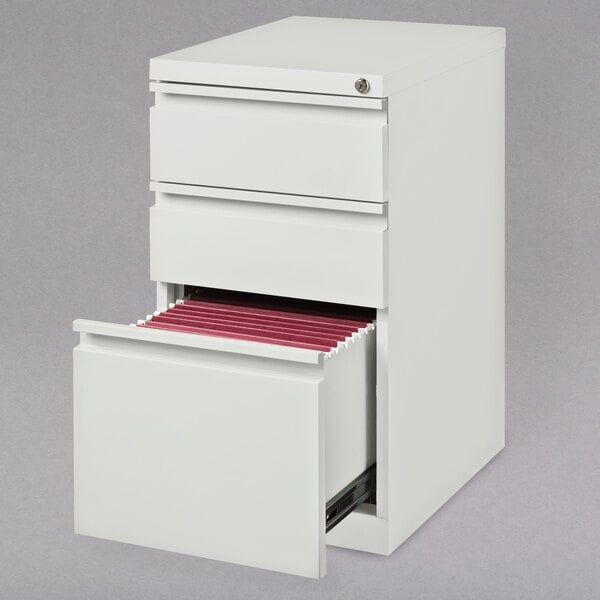 White Mobile Pedestal Letter File Cabinet with 2 Box Drawers and 1 File Drawer - 15" x 19 7/8" x 27 3/4"