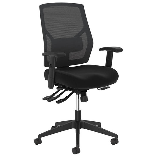 Black Mesh / Fabric High-Back Task Chair with Asynchronous Tilt