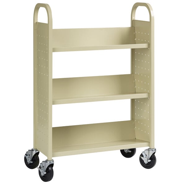 30 3/4" x 13" x 46 1/4" Putty 3-Shelf Book Cart