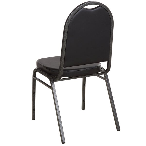 Black Stackable Banquet Chair with 2" Padded Seat and Silver Vein Frame