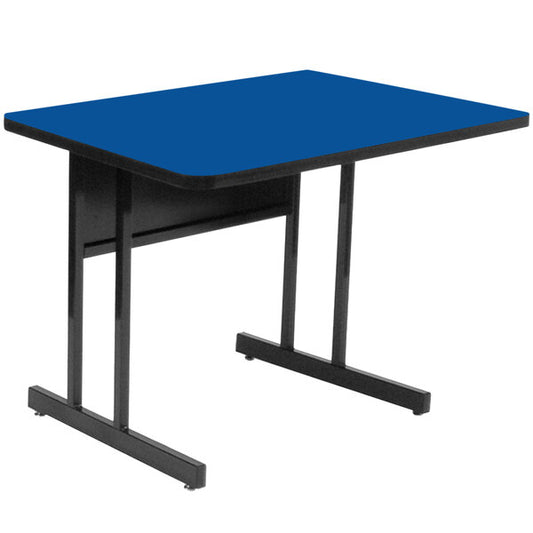 24" x 36" Rectangular Blue Finish High Pressure Top Desk Height Computer and Training Table