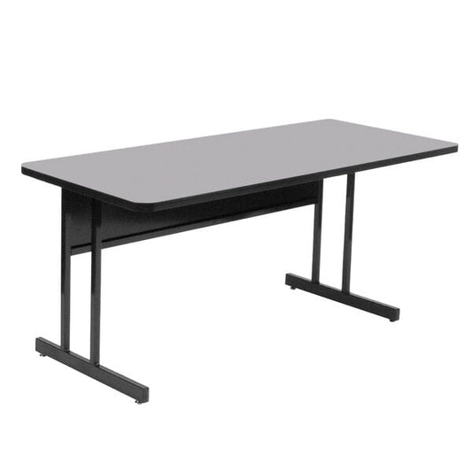 24" x 60" Rectangular Gray Granite Finish High Pressure Top Desk Height Computer and Training Table