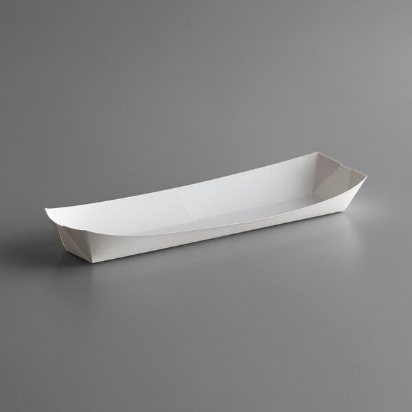 11" x 3 3/4" x 1 3/8" White Paper Hot Dog Tray