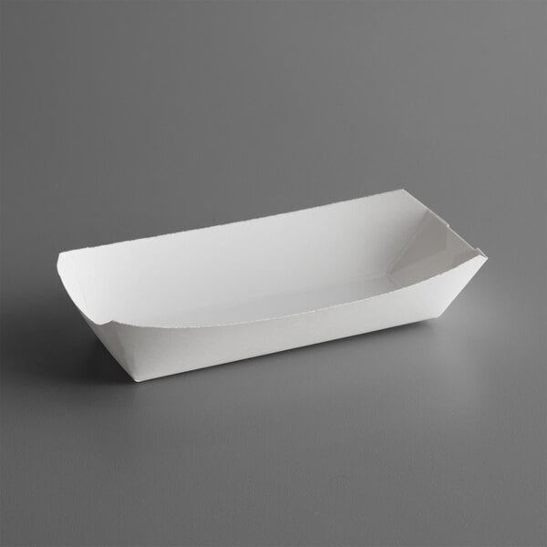 7" x 3 3/4" x 1 1/2" White Paper Hot Dog Tray