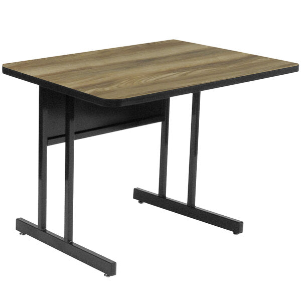 24" x 36" Colonial Hickory Rectangular Premium Laminate Desk Height High Pressure Top Computer Table