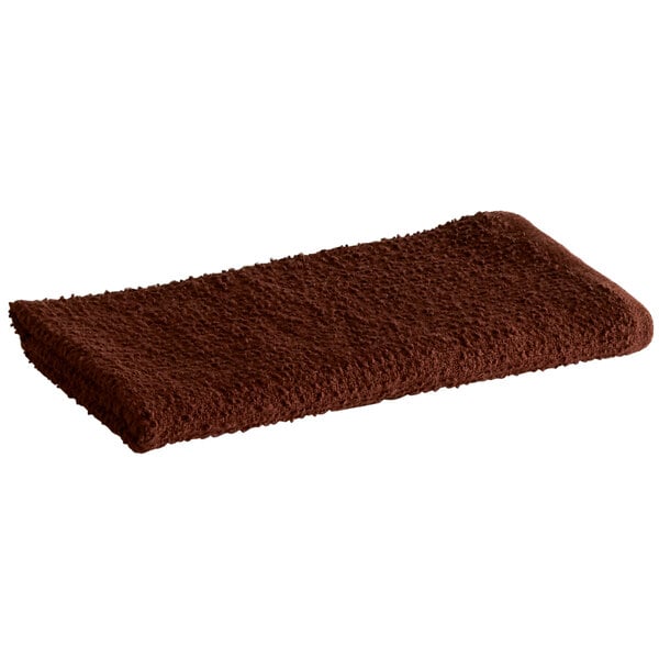 16" x 19" Brown 24 oz. Cotton Textured Terry Bar Towel - 12/Pack