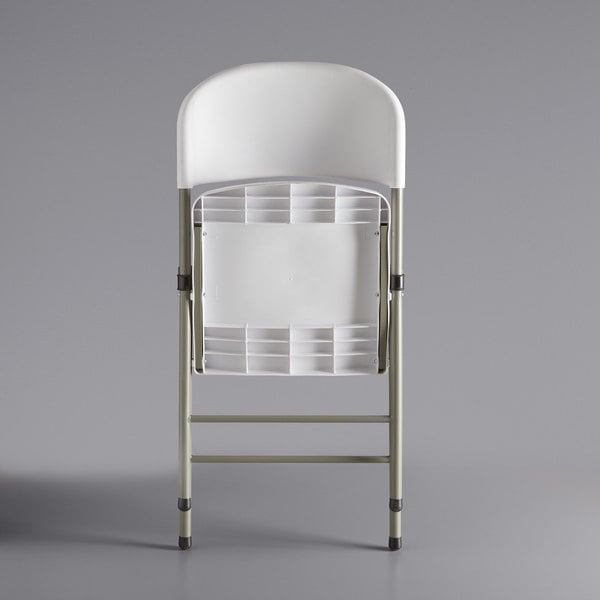 White Contoured Injection Molded Folding Chair with Gray Frame