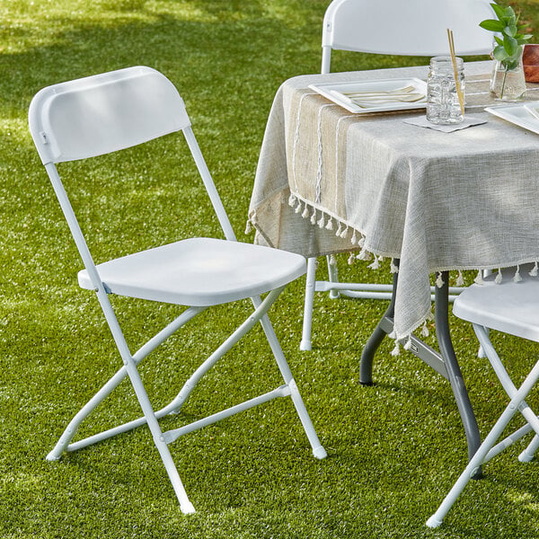 White Textured and Contoured Folding Chair