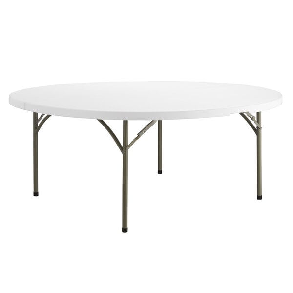 72" Round Heavy-Duty Granite White Plastic Folding Table