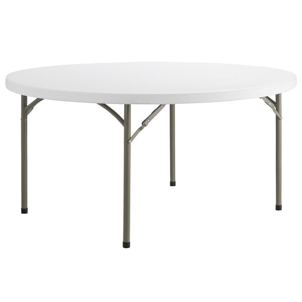 60" Round Heavy-Duty Granite White Plastic Folding Table