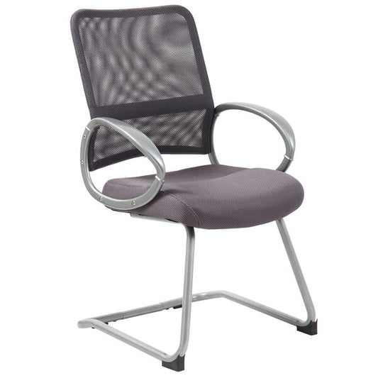 Charcoal Gray Mesh Guest Chair with Pewter Finish