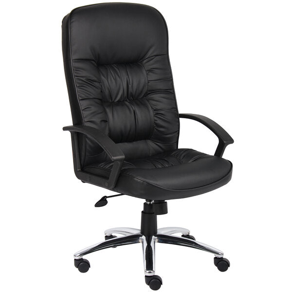 Black LeatherPlus High Back Chair with Chrome Base