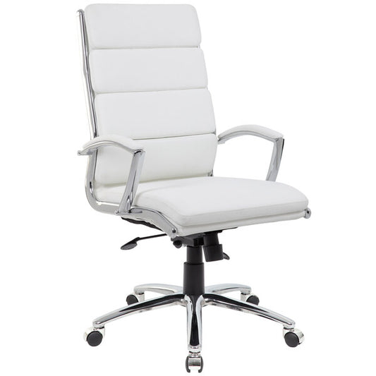 White CaressoftPlus Executive Chair with Metal Chrome Finish