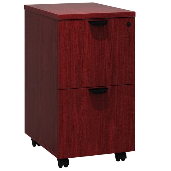 Mahogany Laminate Mobile Pedestal Letter File Cabinet with 2 File Drawers - 16" x 22" x 28 1/2"