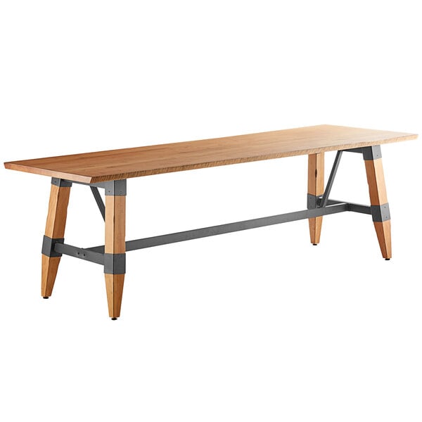 30" x 96" Solid Wood Live Edge Dining Height Trestle Table with Legs and Antique Natural Wood