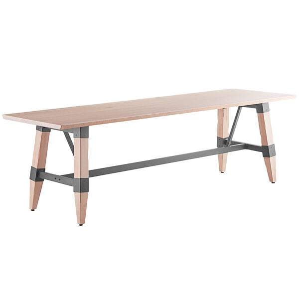 30" x 96" Solid Wood Live Edge Dining Height Trestle Table with Legs and Antique White Wash Finish