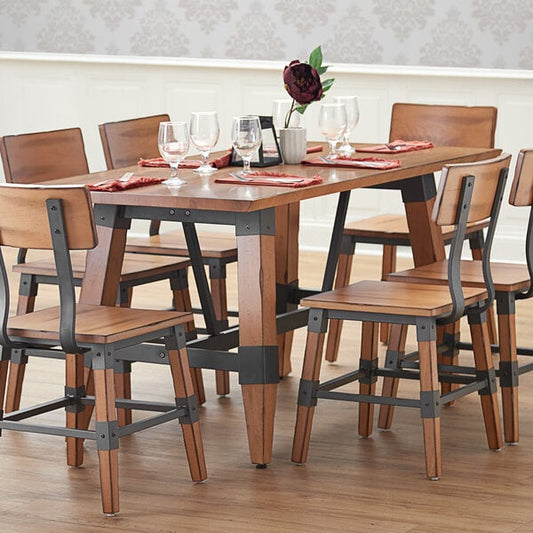 30" x 60" Solid Wood Live Edge Dining Height Trestle Table with Legs and Antique Natural Wood