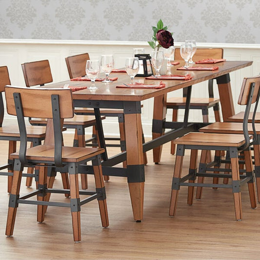 30" x 96" Solid Wood Live Edge Dining Height Trestle Table with Legs and Antique Natural Wood