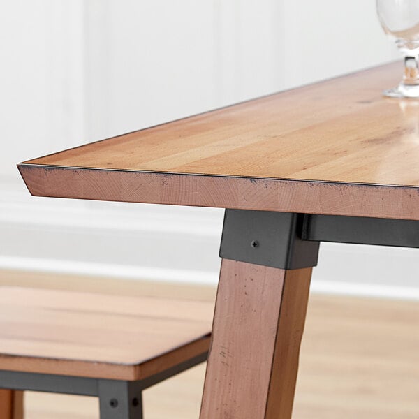 30" x 60" Solid Wood Live Edge Dining Height Trestle Table with Legs and Antique Natural Wood