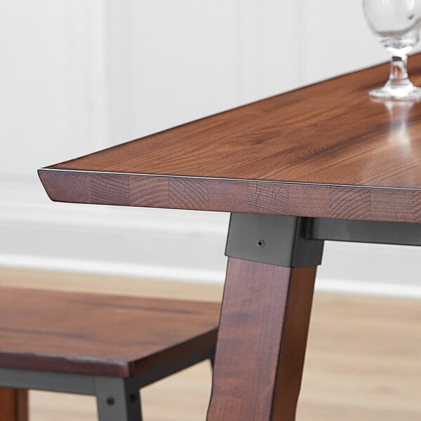 30" x 96" Solid Wood Live Edge Dining Height Trestle Table with Legs and Antique Walnut Finish