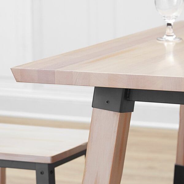 30" x 96" Solid Wood Live Edge Dining Height Trestle Table with Legs and Antique White Wash Finish