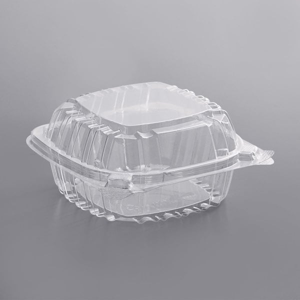 Hinged Lid Plastic Container 5 3/8" x 5 1/4" x 2 5/8"