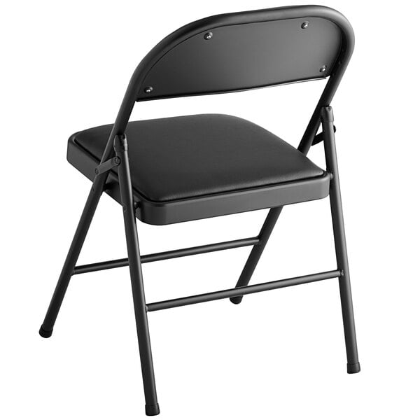 Black Vinyl Folding Chair with Padded Seat