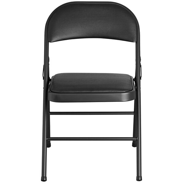 Black Vinyl Folding Chair with Padded Seat
