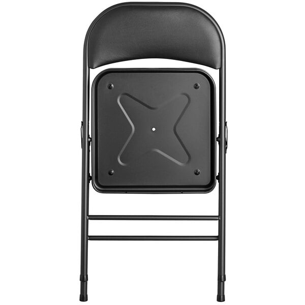 Black Vinyl Folding Chair with Padded Seat