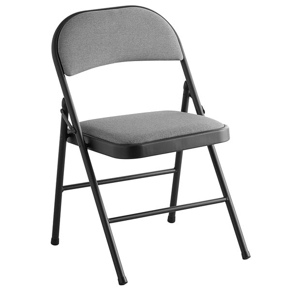 Dark Grey Fabric Folding Chair with Padded Seat