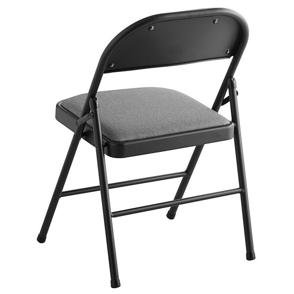 Dark Grey Fabric Folding Chair with Padded Seat