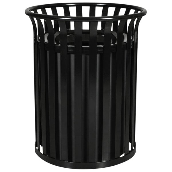 Black Gloss 37 Gallon Round Classic Outdoor Trash Receptacle