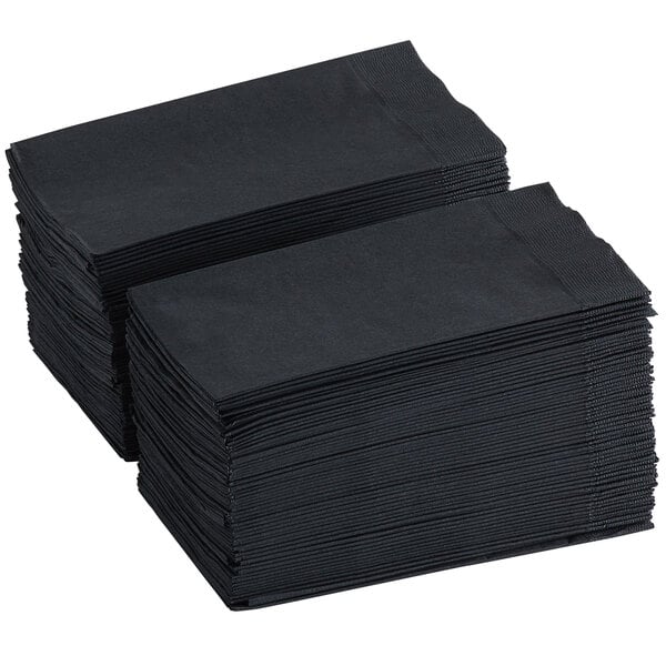 15" x 17" Black Customizable 2-Ply Paper Dinner Napkin