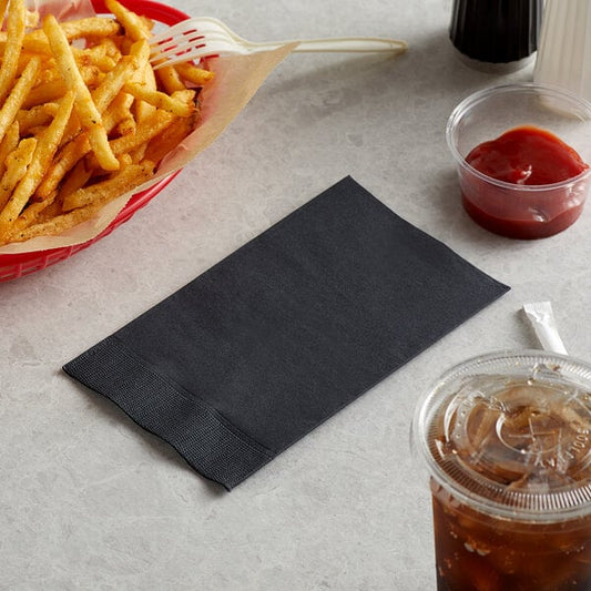 15" x 17" Black Customizable 2-Ply Paper Dinner Napkin