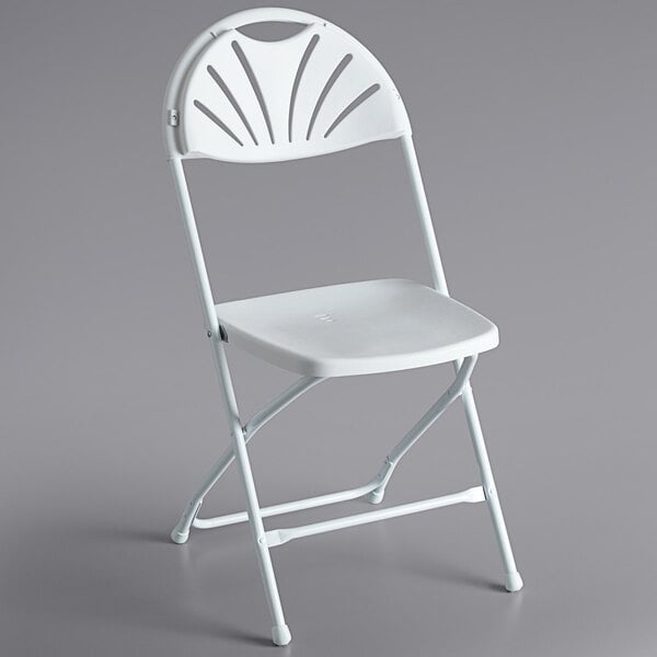 White Plastic Fan Back Folding Chair