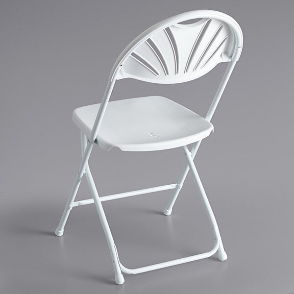 White Plastic Fan Back Folding Chair