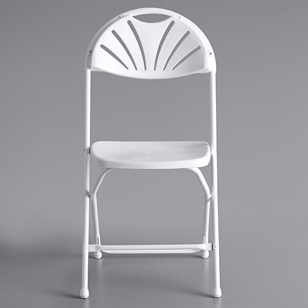 White Plastic Fan Back Folding Chair