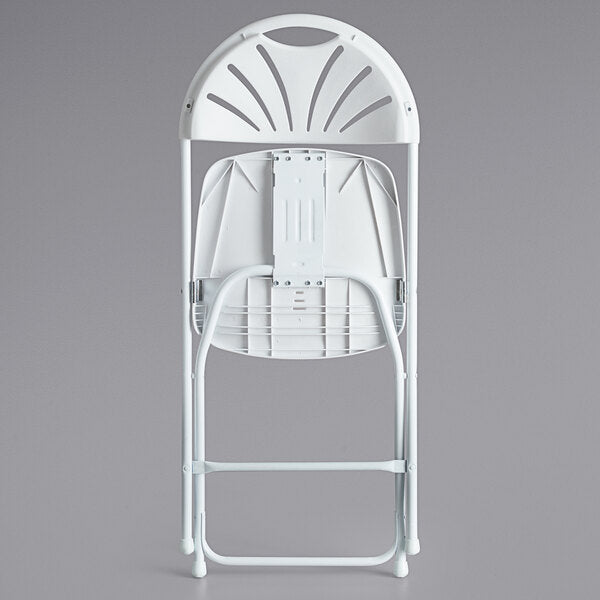 White Plastic Fan Back Folding Chair