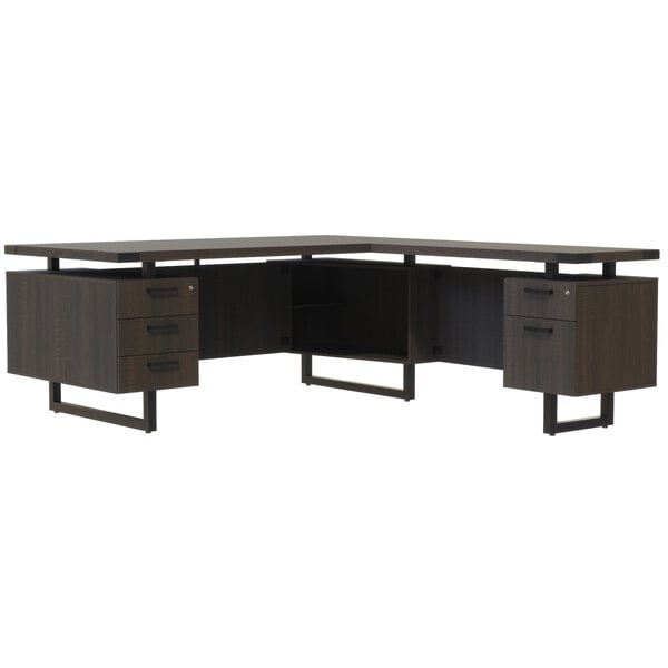 72" x 78" Southern Tobacco L-Shaped Desk with 36" Deep 4 Storage, and 1 File Drawer