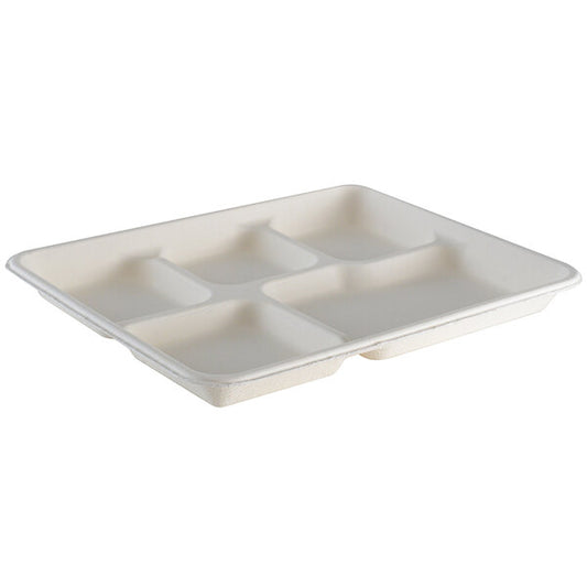 Bagasse 5 Compartment Tray