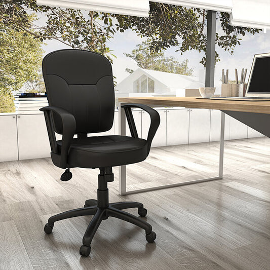 Black LeatherPlus Task Chair with Loop Arms