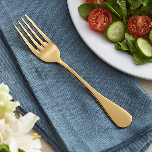 Gold 6 3/4" 18/0 Stainless Steel Heavy Weight Salad / Dessert Fork - 12/Case