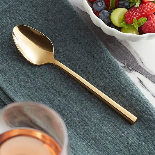 Gold 6 1/2" 18/0 Stainless Steel Forged Teaspoon - 12/Case